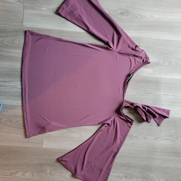 Collen Lopez Womens Mauve Asymmetrical Top With Shoulder Tie Size S - Picture 5 of 6